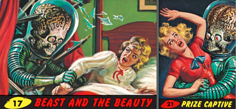 Illustration for article titled The Hyperviolent Trading Cards That Inspired Tim Burton's Mars Attacks!